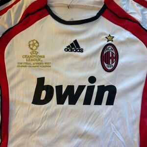 Adidas Kids AC Milan Champions League Jersey - White and Red